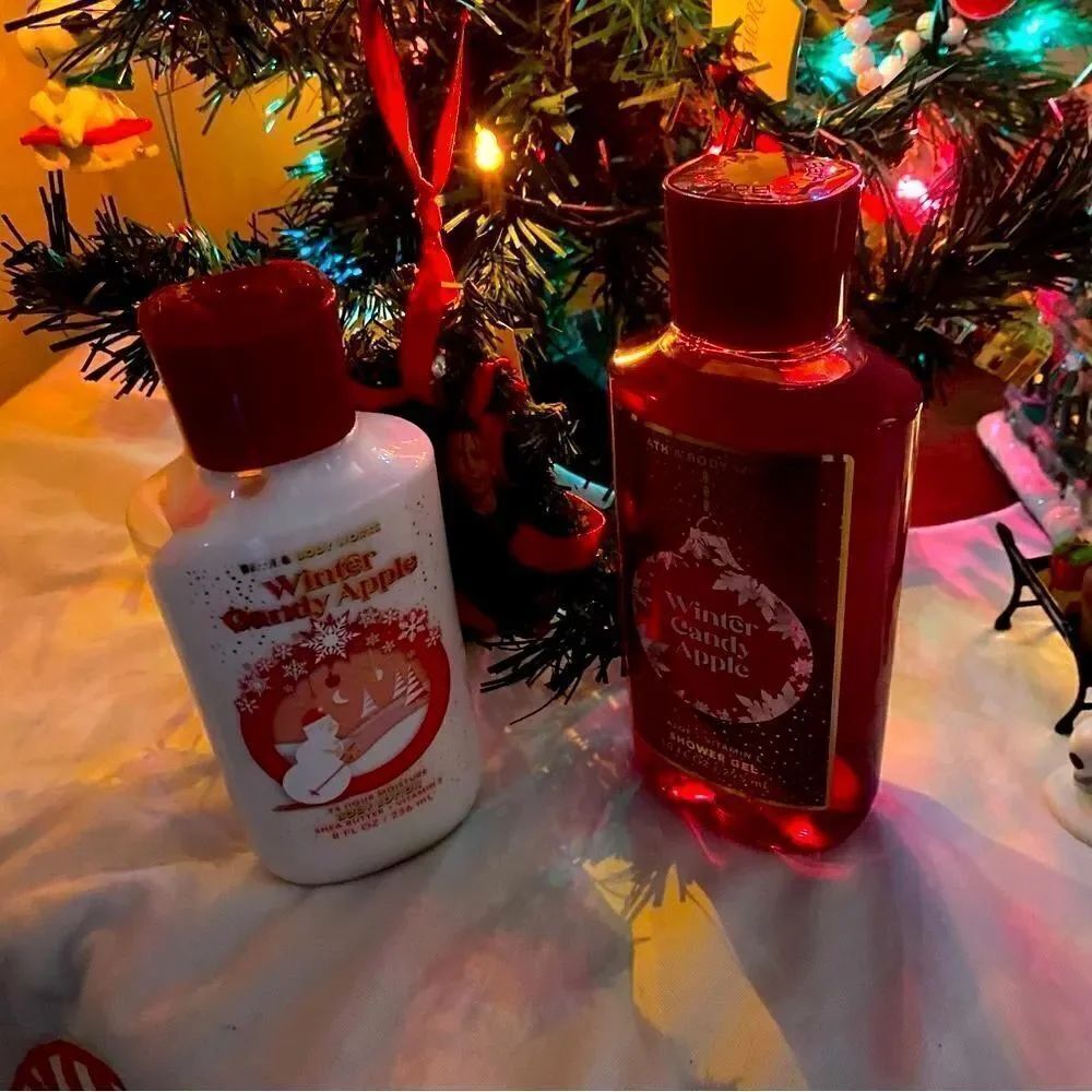 Christmas Winter Candy Apple Set Bath & Body Works Shower Gel & Body Lot…